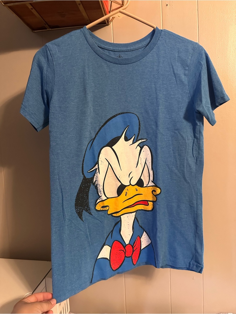 Disney Blue Donald Duck Graphic Tee with Red Bow Accent